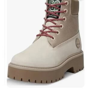 Timberland Stone Street Platform Hiker Boots -White Nubuck-Size: 8